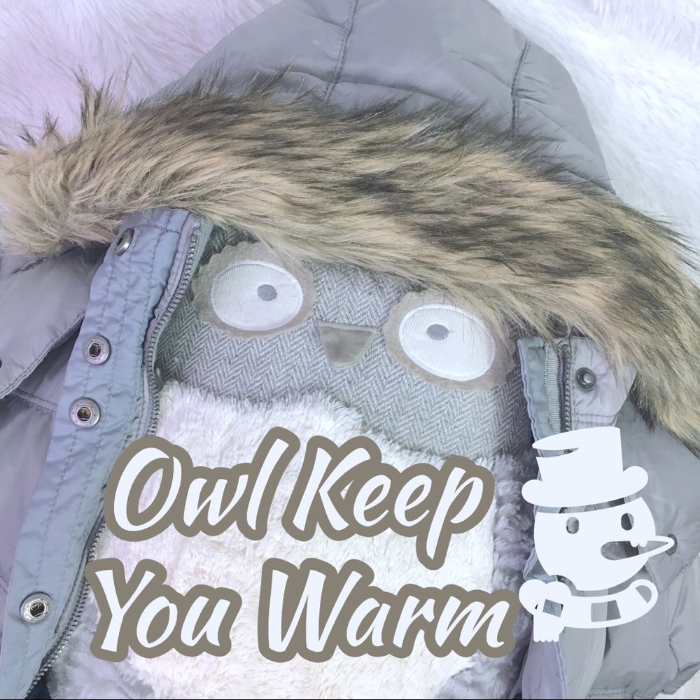 💙SOLD💙AEO Grey Silver Warm Puffer Coat Faux Fur - Picture 1 of 8